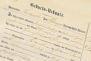 Geburtsurkunde aus dem Jahr 1865 - Foto: Stadtarchiv Langenfeld